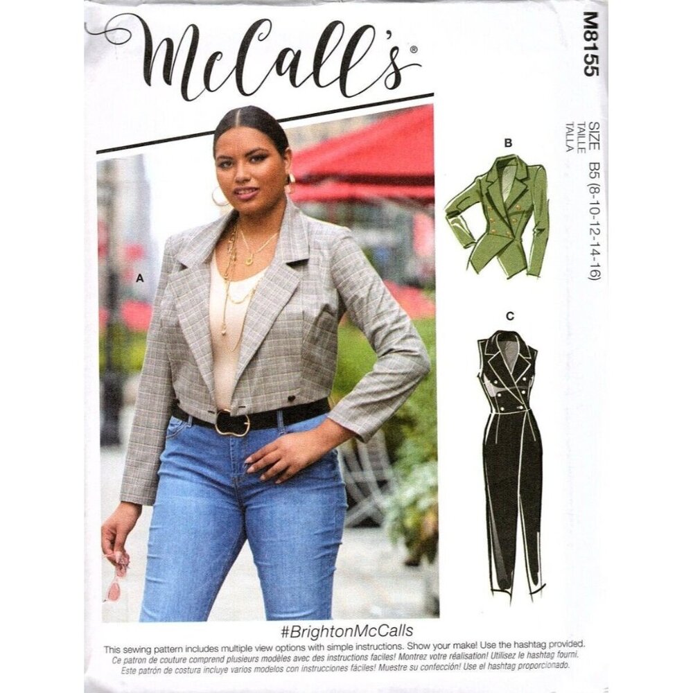 McCall's M8155 Misses 8 to 16 Jacket and Duster Vest Uncut Sewing Pattern